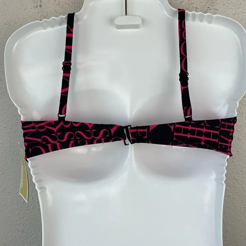 NWT MICHAEL Michael Kors Neon Pink Spring 2020 Bikini Top Size L